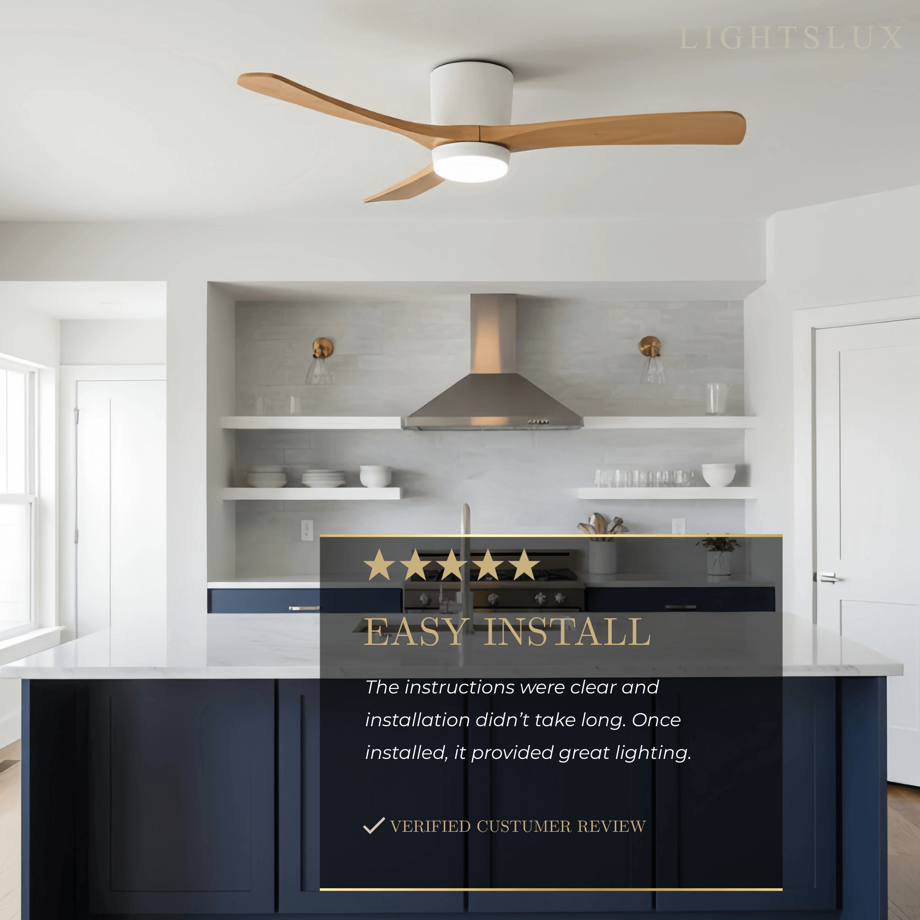 Nordic Ceiling Fan Light – Wood Clean Lines Quiet Airflow for Living Room/Bedroom - Flindria