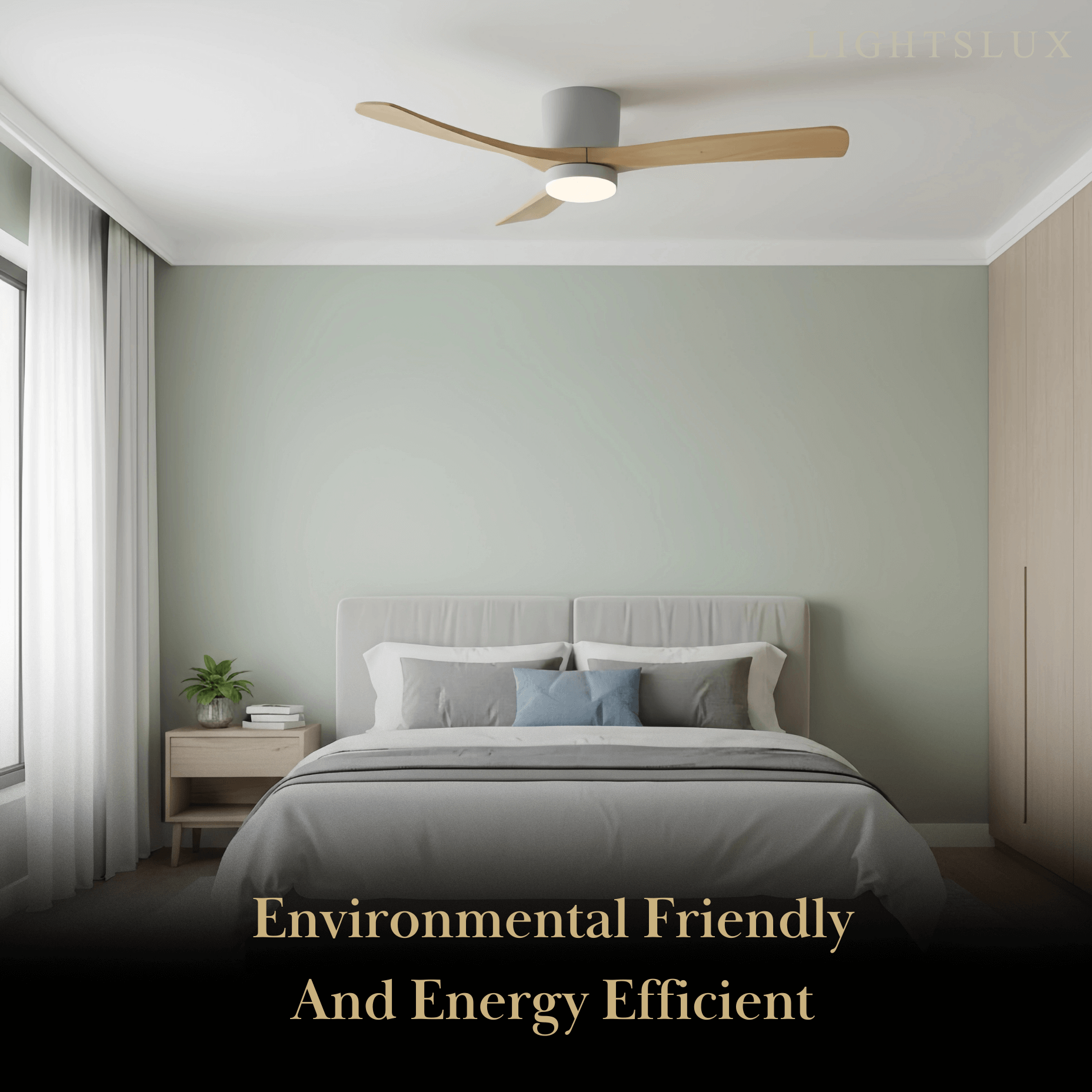 Nordic Ceiling Fan Light – Wood Clean Lines Quiet Airflow for Living Room/Bedroom - Flindria