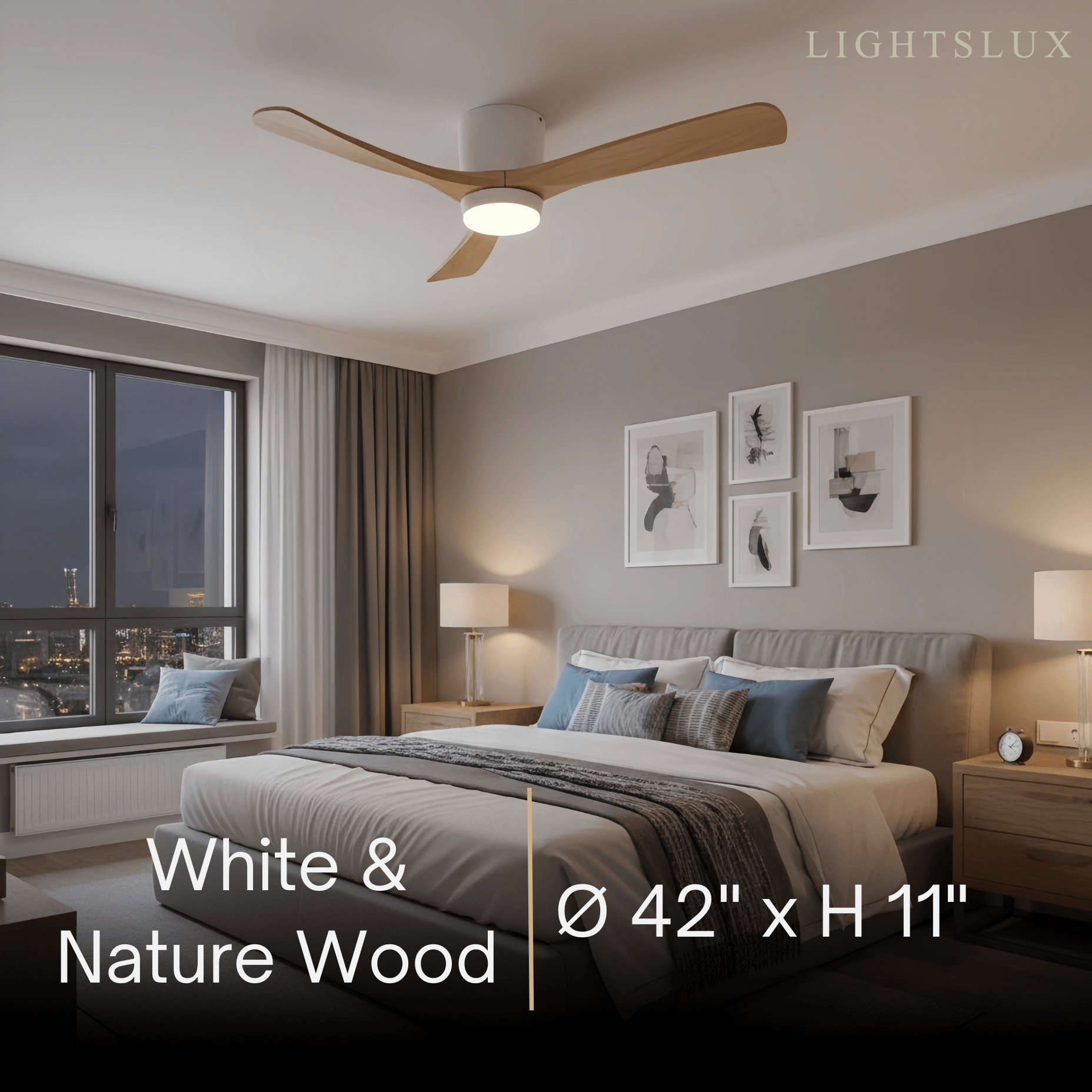 Nordic Ceiling Fan Light – Wood Clean Lines Quiet Airflow for Living Room/Bedroom - Flindria