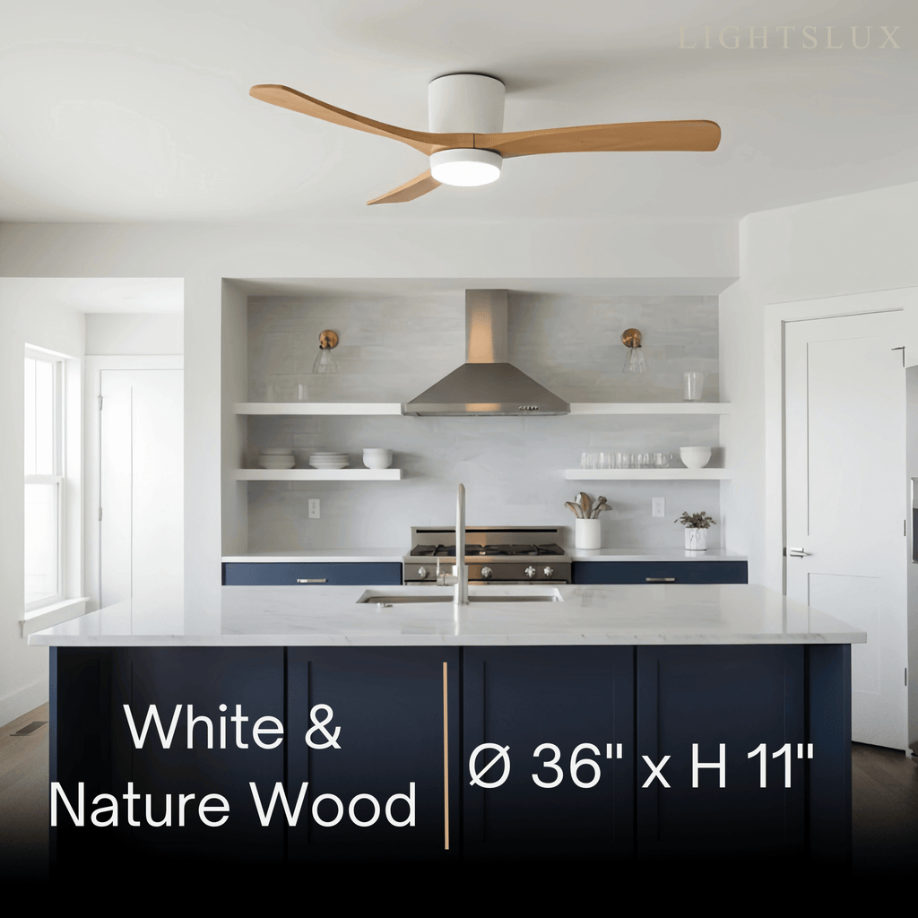 Nordic Ceiling Fan Light – Wood Clean Lines Quiet Airflow for Living Room/Bedroom - Flindria