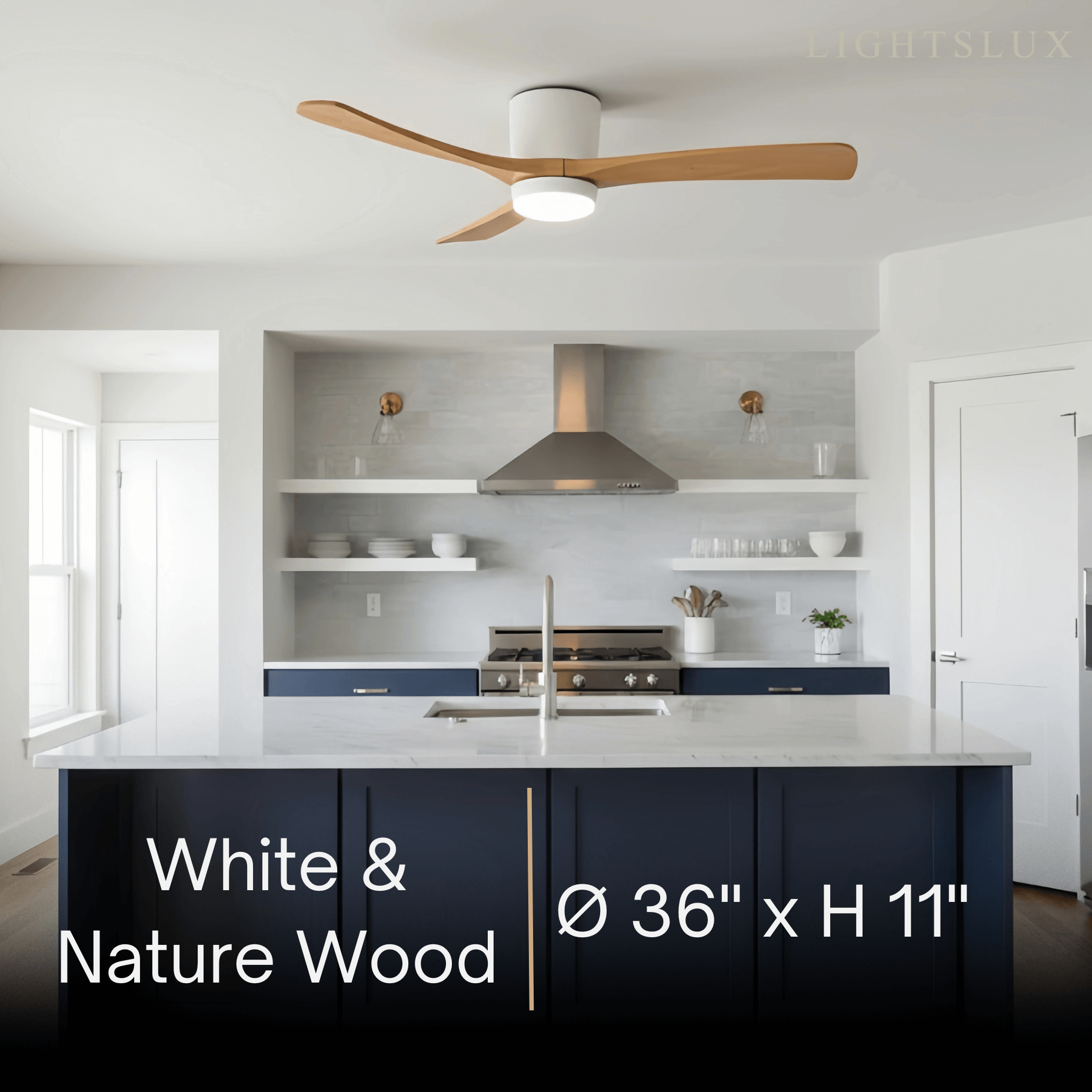 Nordic Ceiling Fan Light – Wood Clean Lines Quiet Airflow for Living Room/Bedroom - Flindria
