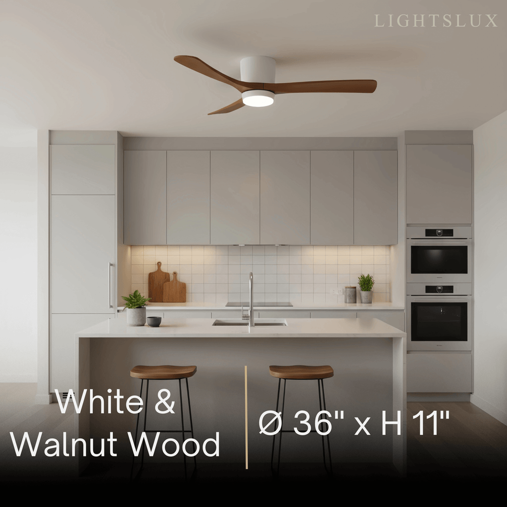 Nordic Ceiling Fan Light – Wood Clean Lines Quiet Airflow for Living Room/Bedroom - Flindria