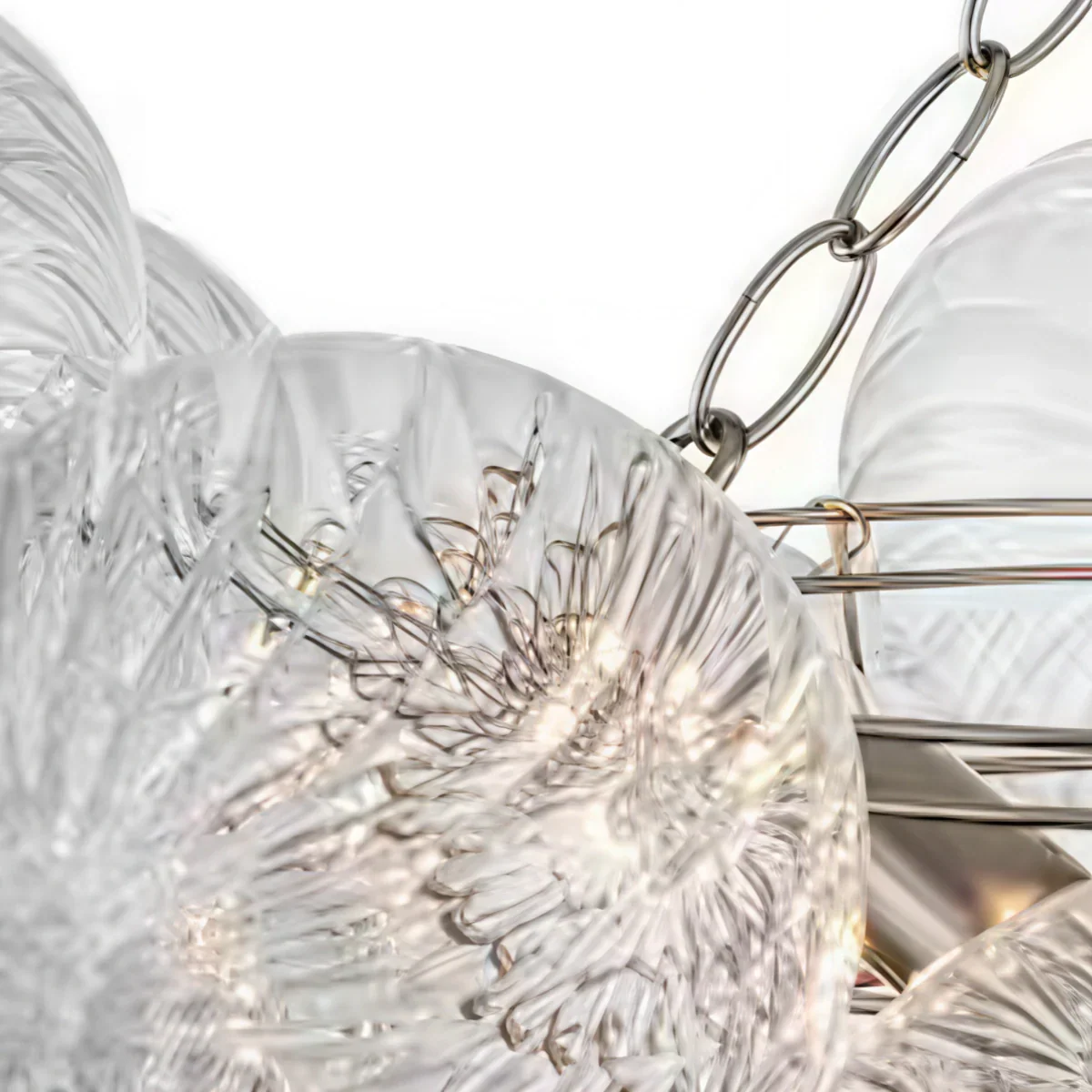 Moderne kroonluchter – bubbel geëtst glas gouden kettingen artistiek voor eetkamer/entree - Flindria