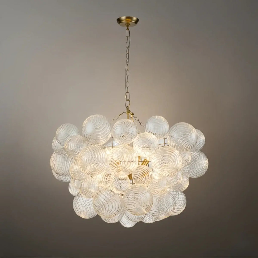 Moderne kroonluchter – bubbel geëtst glas gouden kettingen artistiek voor eetkamer/entree - Flindria