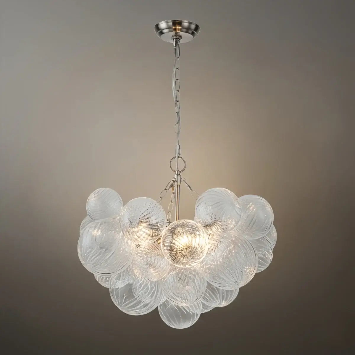 Moderne kroonluchter – bubbel geëtst glas gouden kettingen artistiek voor eetkamer/entree - Flindria
