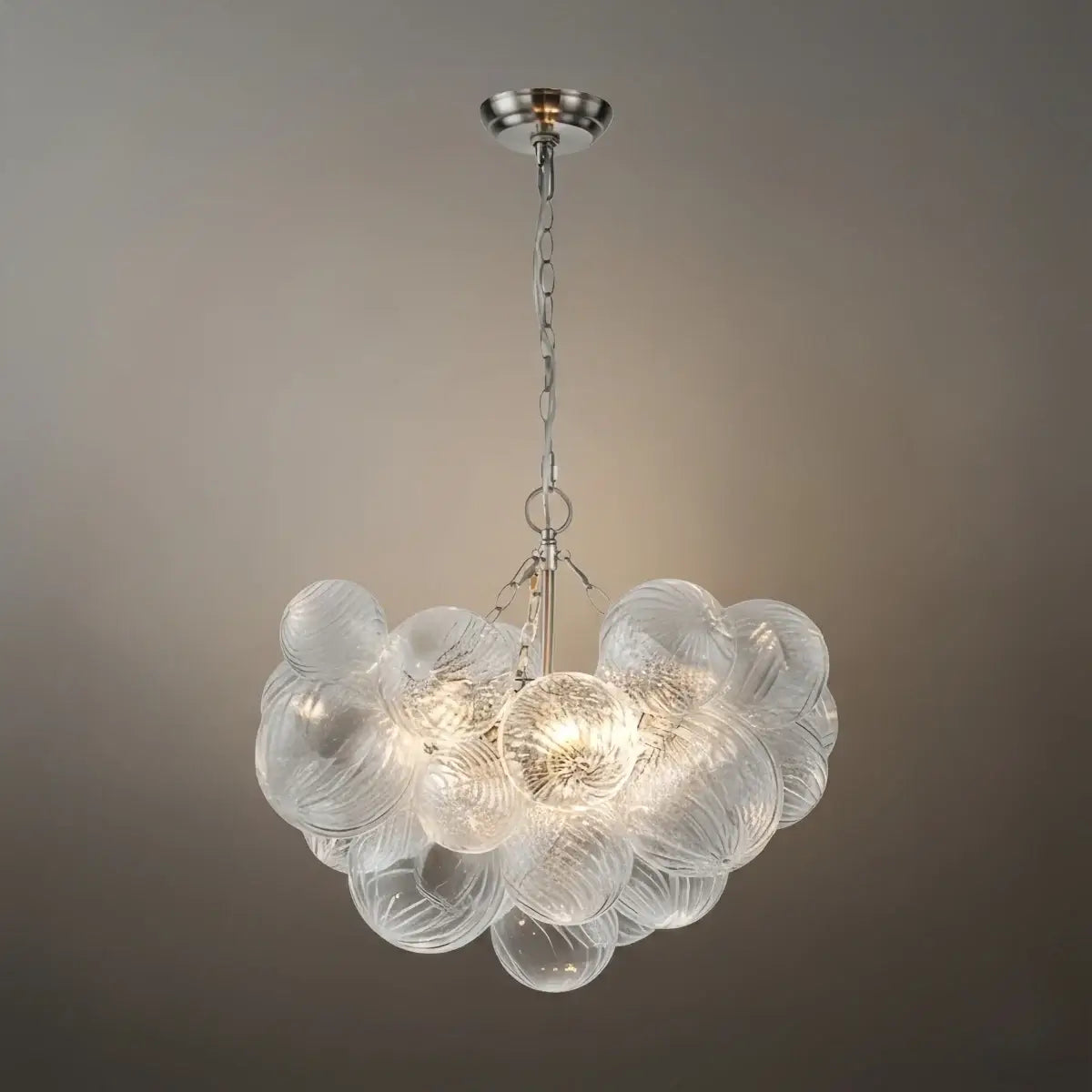 Moderne kroonluchter – bubbel geëtst glas gouden kettingen artistiek voor eetkamer/entree - Flindria