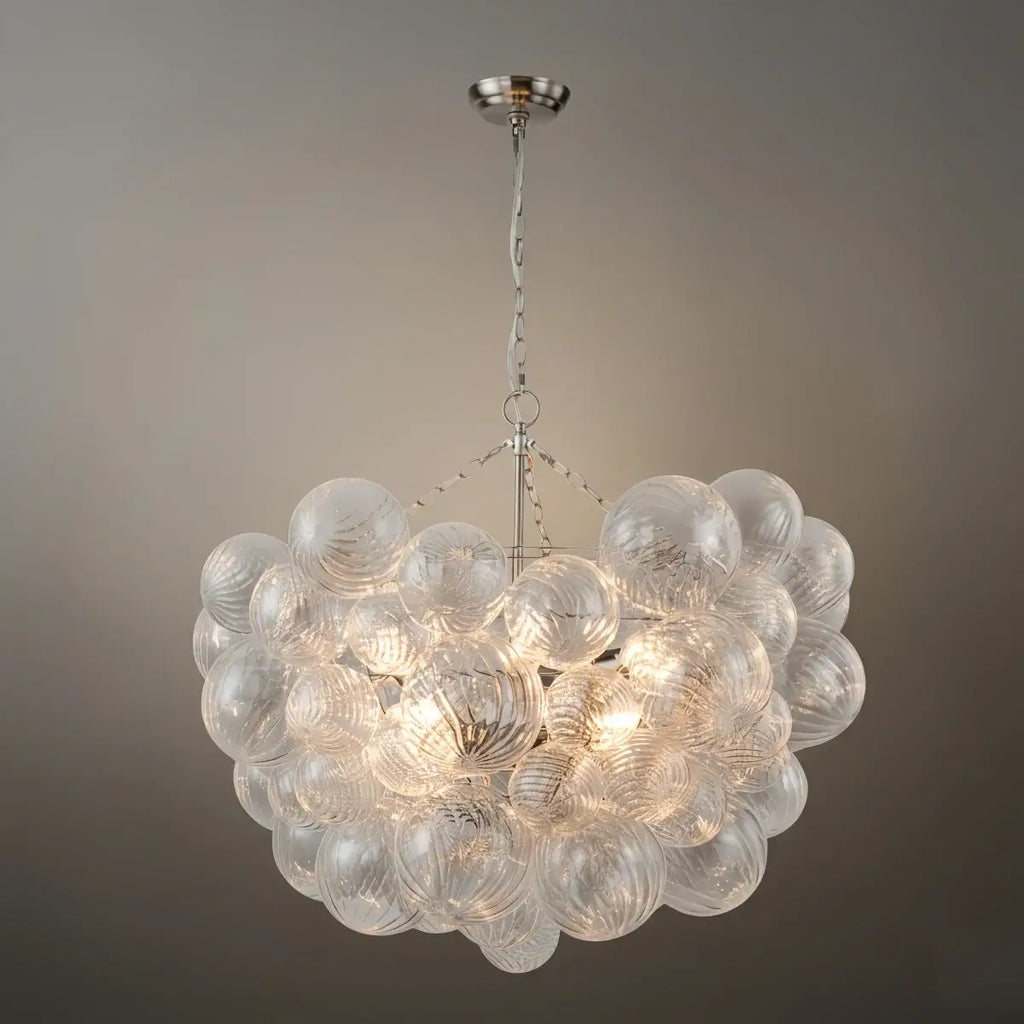 Moderne kroonluchter – bubbel geëtst glas gouden kettingen artistiek voor eetkamer/entree - Flindria