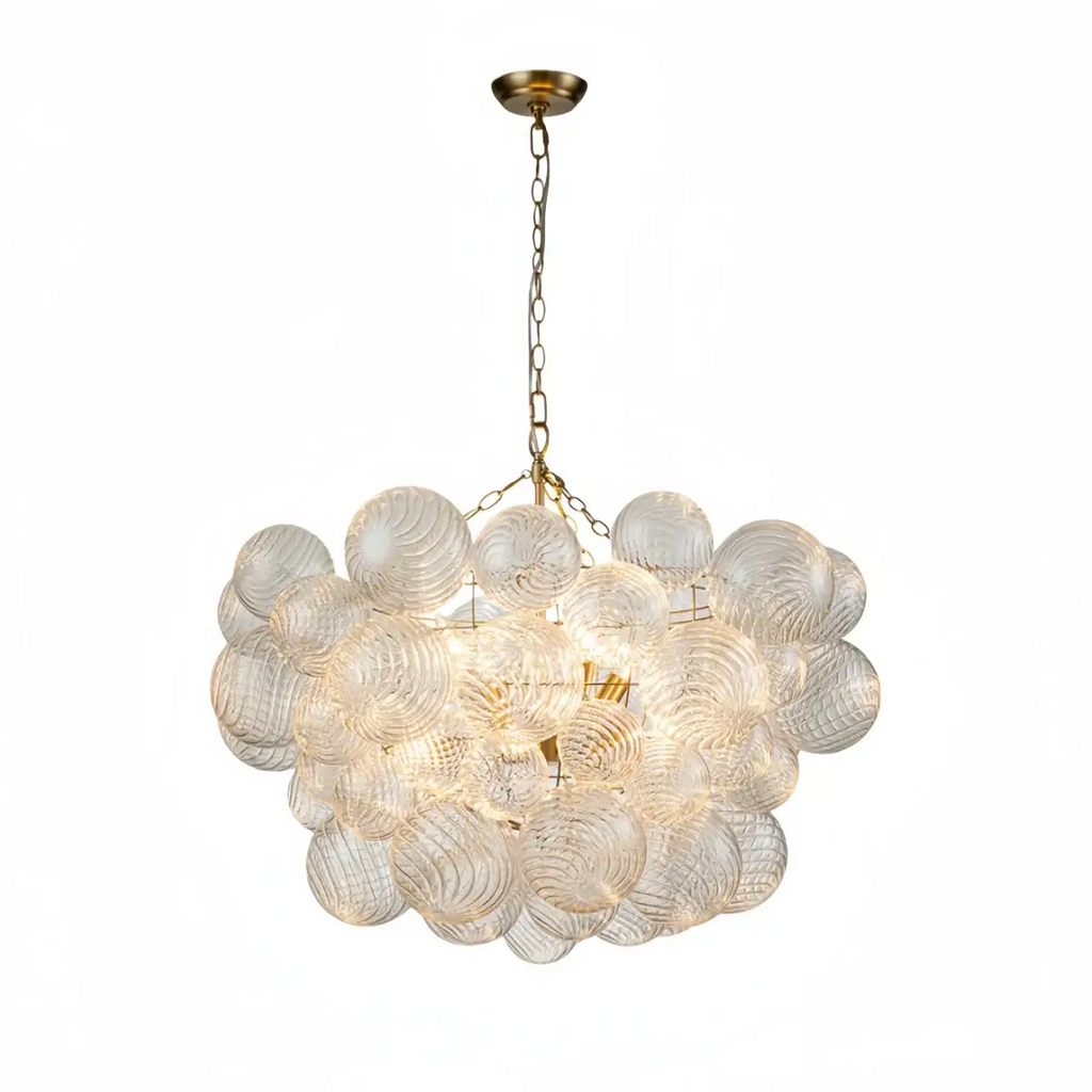 Moderne kroonluchter – bubbel geëtst glas gouden kettingen artistiek voor eetkamer/entree - Flindria