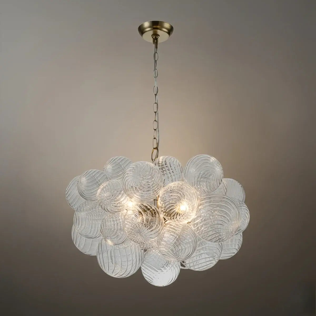 Moderne kroonluchter – bubbel geëtst glas gouden kettingen artistiek voor eetkamer/entree - Flindria