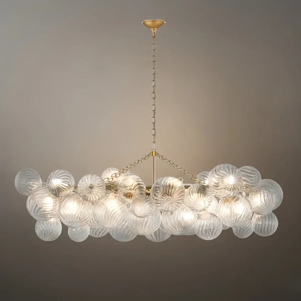 Moderne kroonluchter – bubbel geëtst glas gouden kettingen artistiek voor eetkamer/entree - Flindria
