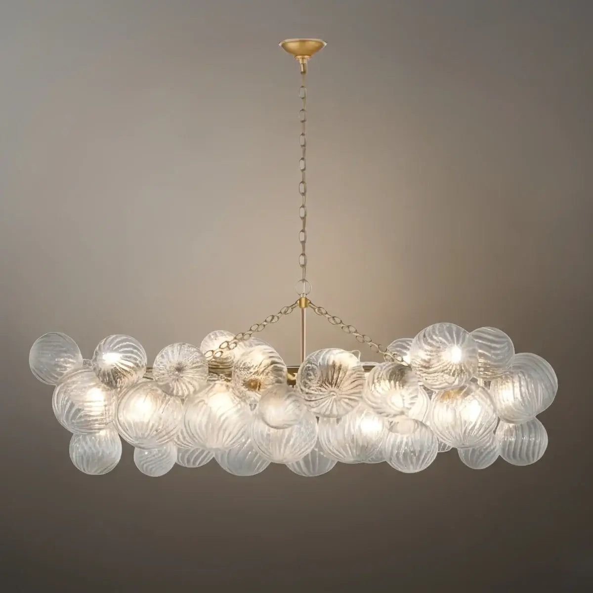 Moderne kroonluchter – bubbel geëtst glas gouden kettingen artistiek voor eetkamer/entree - Flindria
