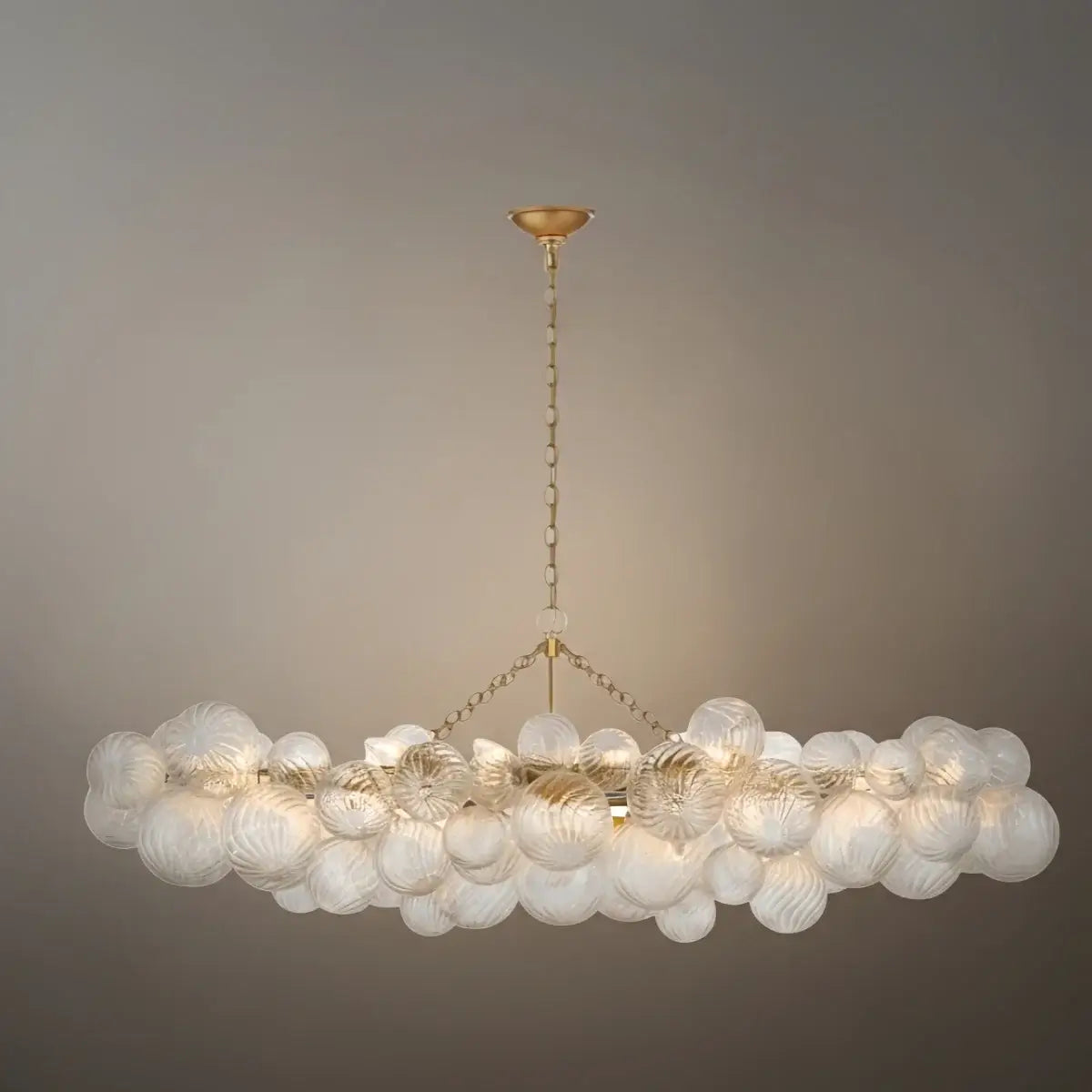 Moderne kroonluchter – bubbel geëtst glas gouden kettingen artistiek voor eetkamer/entree - Flindria