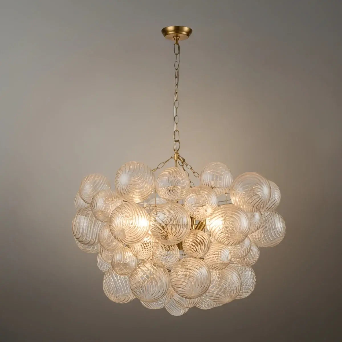 Moderne kroonluchter – bubbel geëtst glas gouden kettingen artistiek voor eetkamer/entree - Flindria