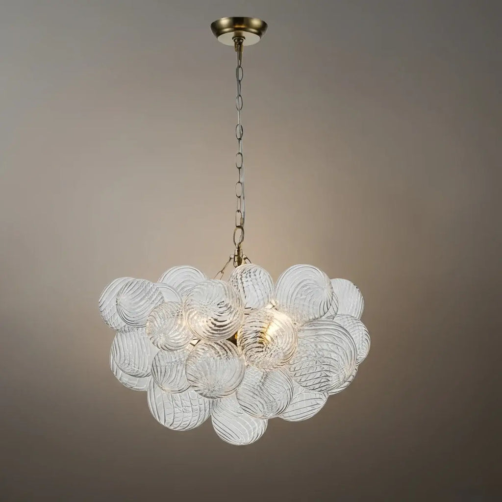 Moderne kroonluchter – bubbel geëtst glas gouden kettingen artistiek voor eetkamer/entree - Flindria