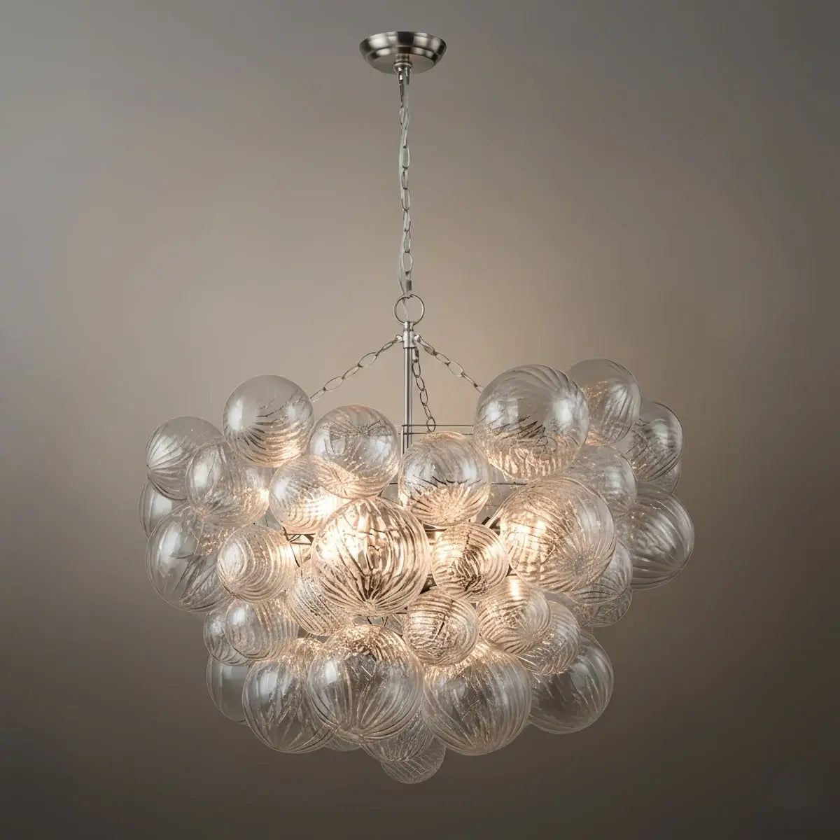 Moderne kroonluchter – bubbel geëtst glas gouden kettingen artistiek voor eetkamer/entree - Flindria