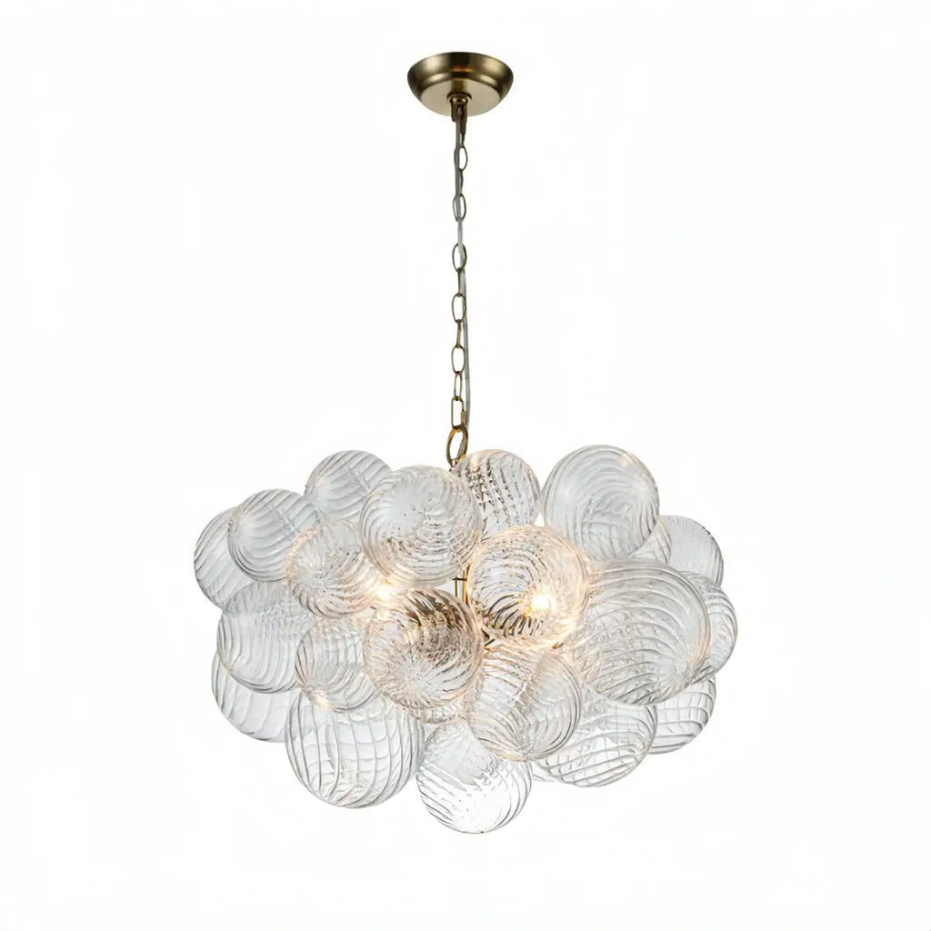Moderne kroonluchter – bubbel geëtst glas gouden kettingen artistiek voor eetkamer/entree - Flindria