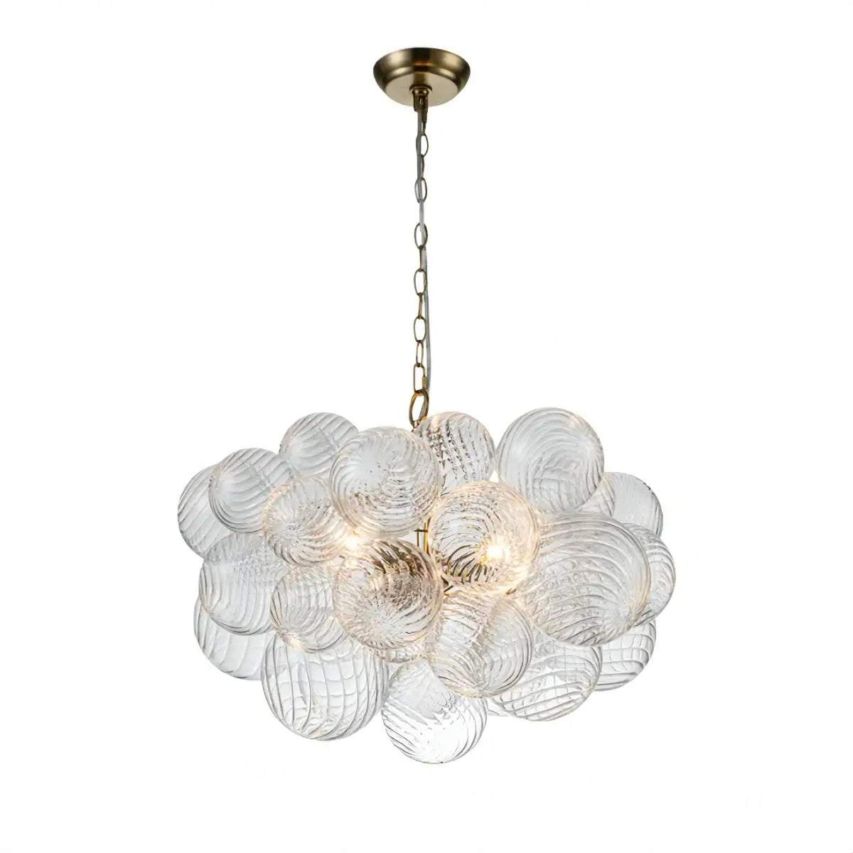 Moderne kroonluchter – bubbel geëtst glas gouden kettingen artistiek voor eetkamer/entree - Flindria