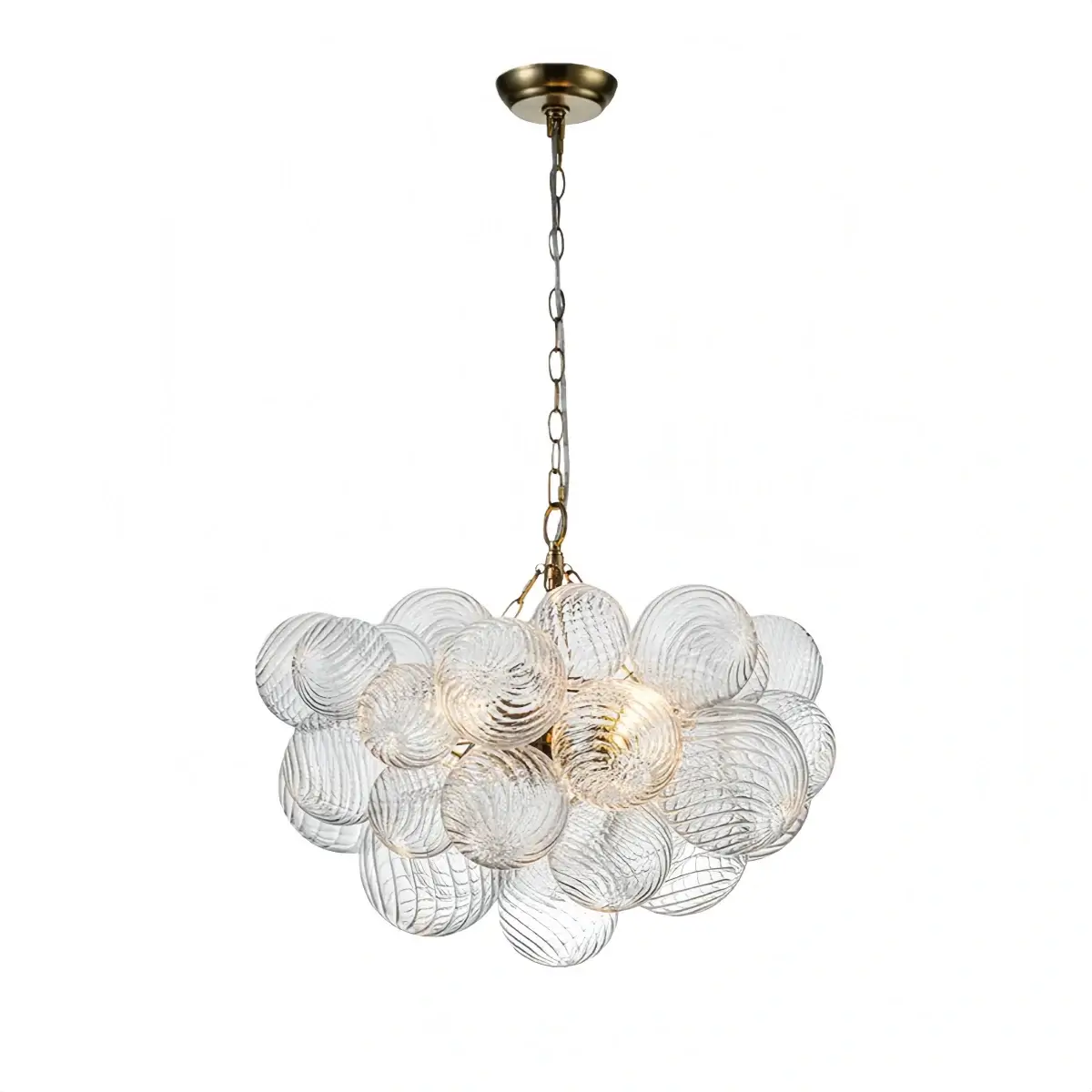 Moderne kroonluchter – bubbel geëtst glas gouden kettingen artistiek voor eetkamer/entree - Flindria
