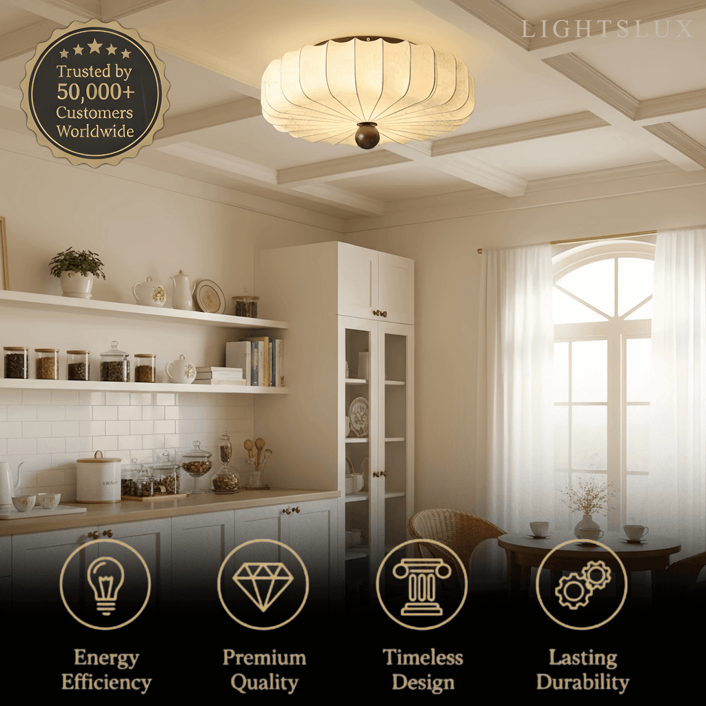 Wabi-Sabi Ceiling Light – Fabric Petal Floral Pattern Accents for Bedroom/Living Space - Flindria