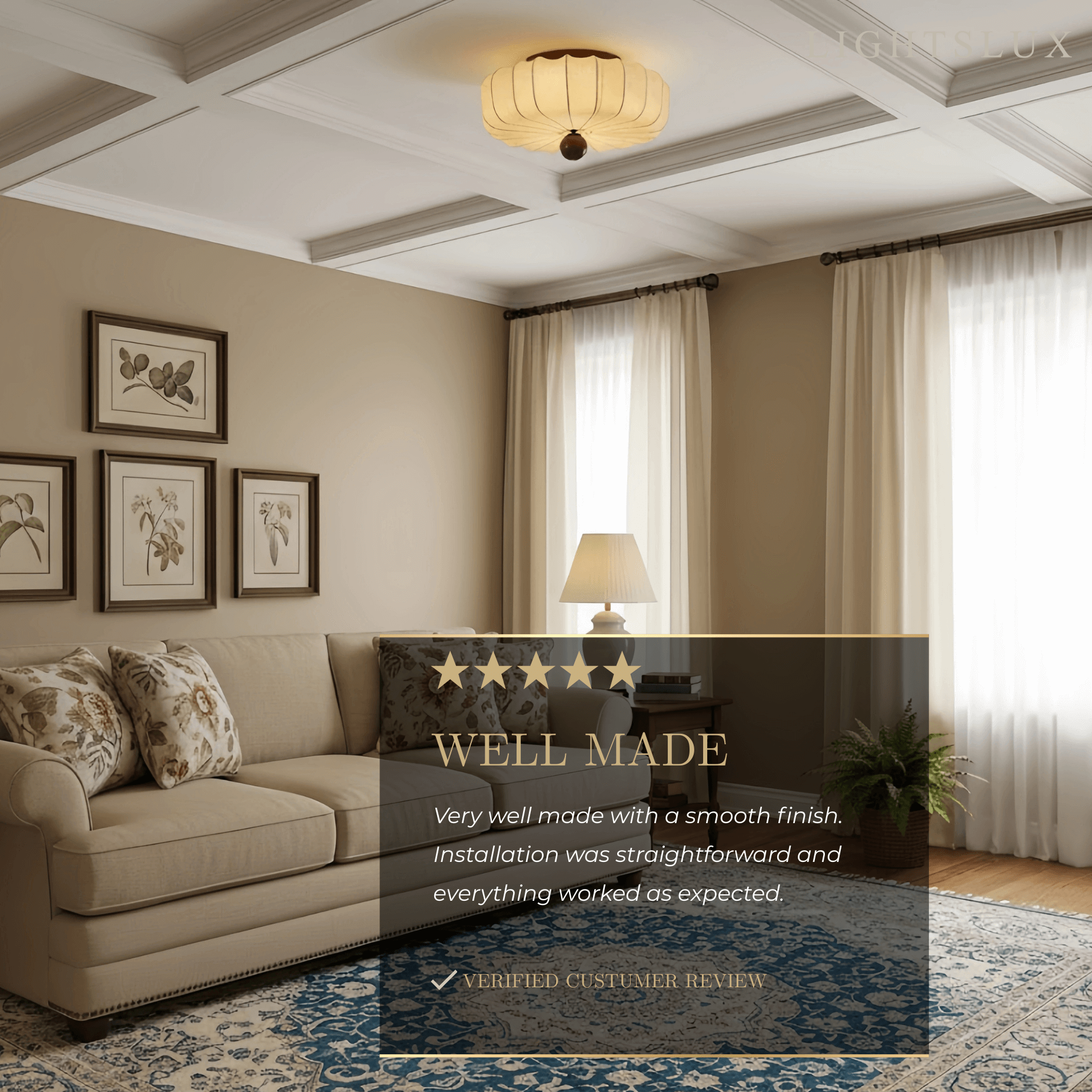 Wabi-Sabi Ceiling Light – Fabric Petal Floral Pattern Accents for Bedroom/Living Space - Flindria