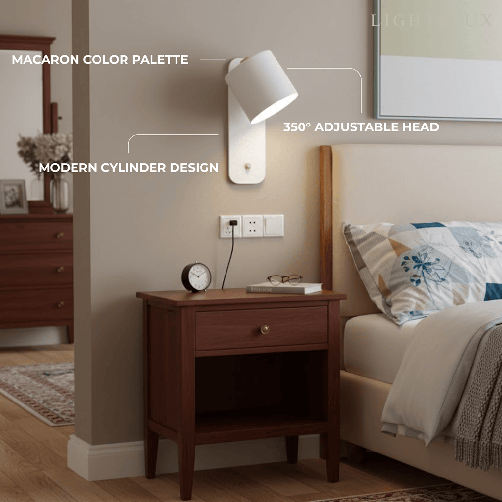 Modern Wall Lamp – Rotatable Cylinder Macaron Color Palette for Bedroom Living Room - Flindria