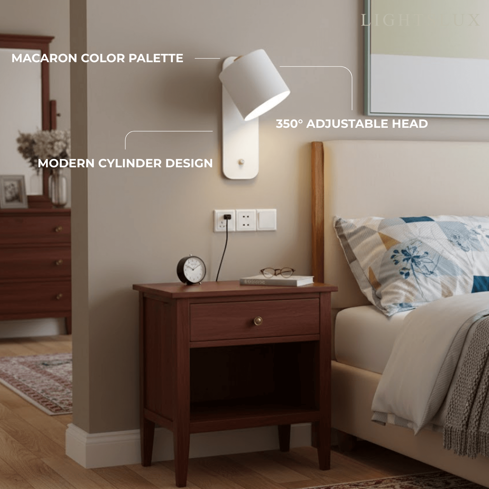 Applique Murale Moderne – Cylindre Rotatif Palette de Couleurs Macaron pour Chambre et Salon - Flindria
