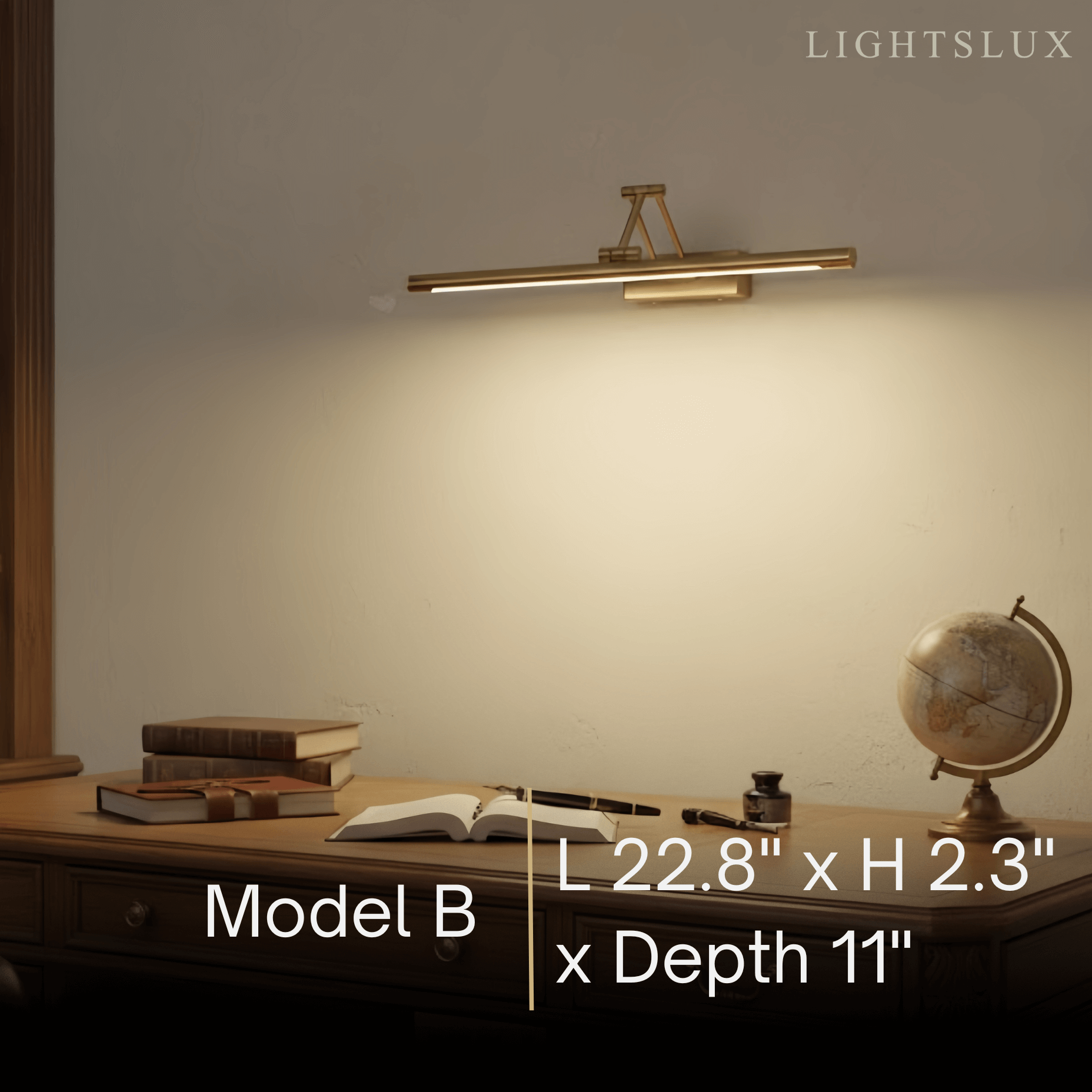 Modern Adjustable Wall Lamp — Polished Brass Integrated LED for Artwork Mirro - Flindria