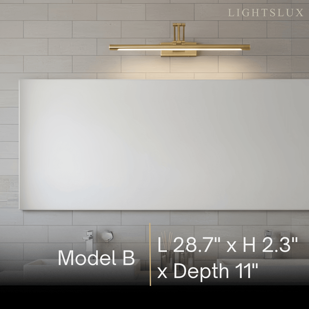 Modern Adjustable Wall Lamp — Polished Brass Integrated LED for Artwork Mirro - Flindria