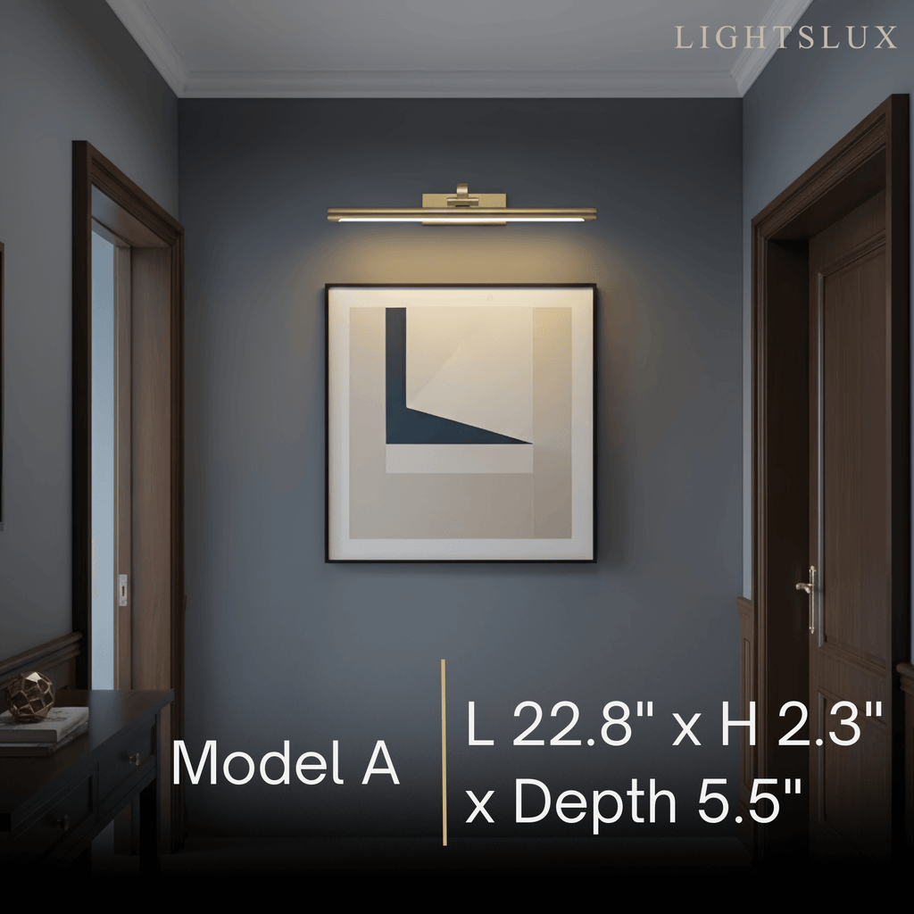 Modern Adjustable Wall Lamp — Polished Brass Integrated LED for Artwork Mirro - Flindria
