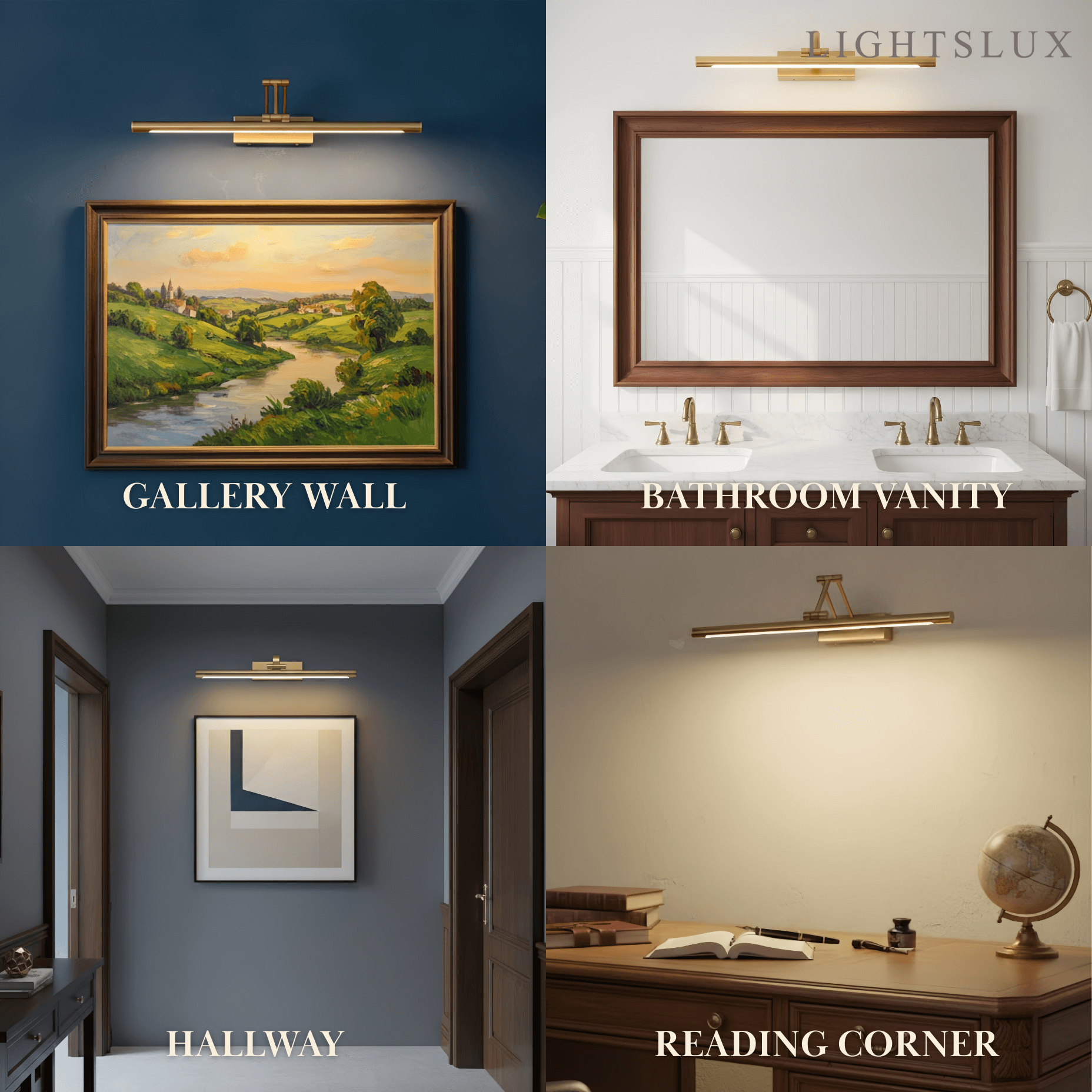 Modern Adjustable Wall Lamp — Polished Brass Integrated LED for Artwork Mirro - Flindria
