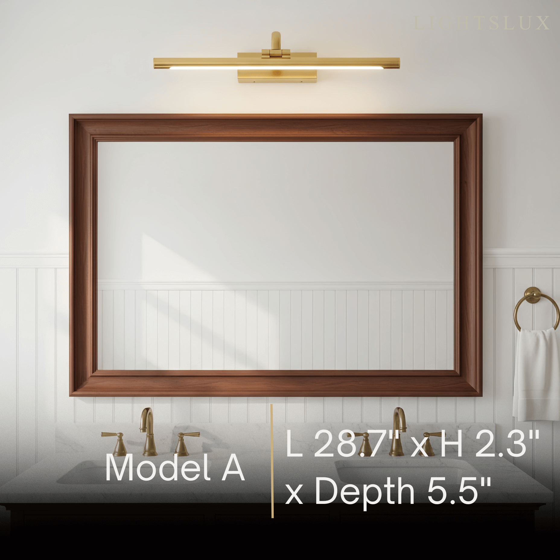 Modern Adjustable Wall Lamp — Polished Brass Integrated LED for Artwork Mirro - Flindria