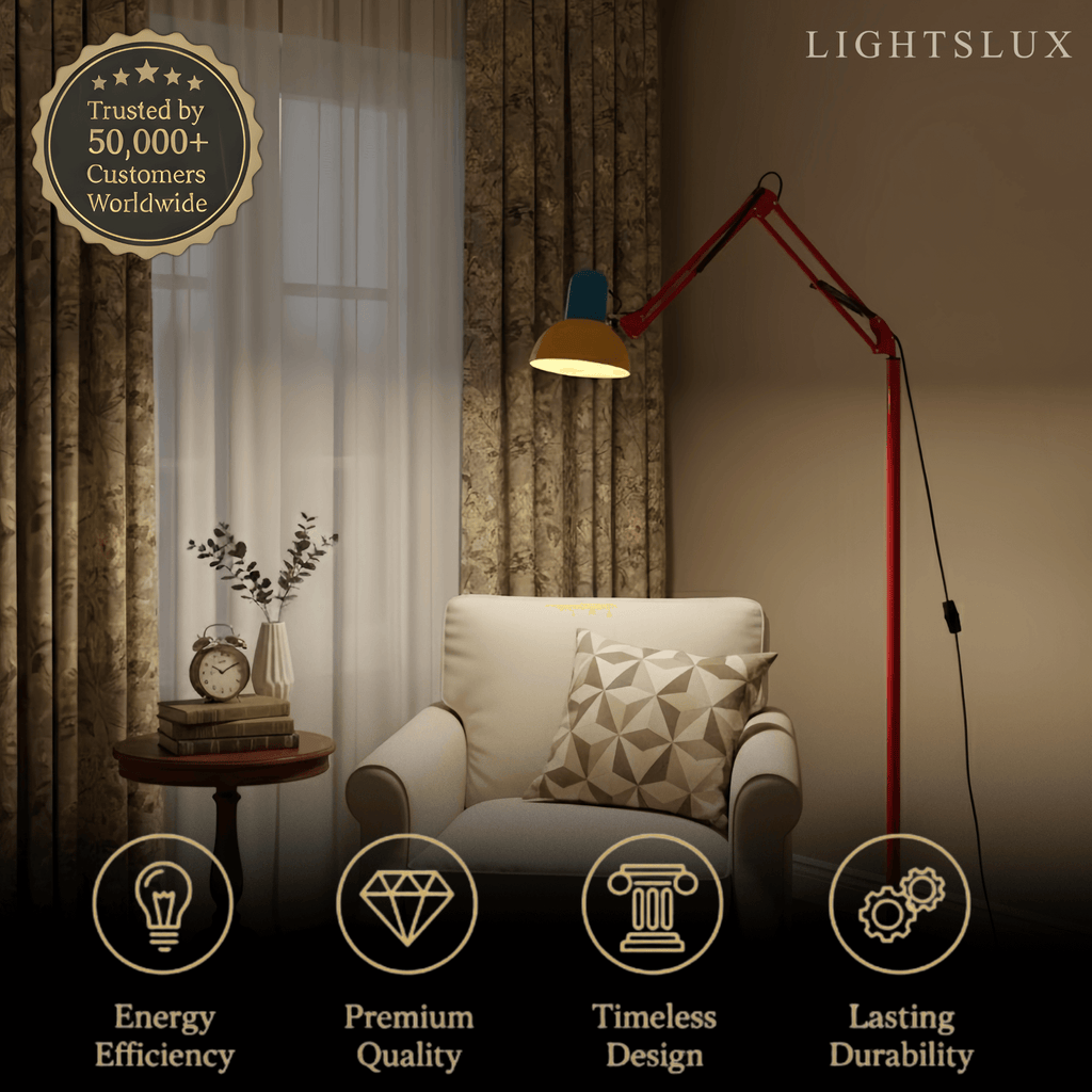 Modern Multi-Joint Floor Lamp — Adjustable Blue Red Yellow for Home Office - Flindria