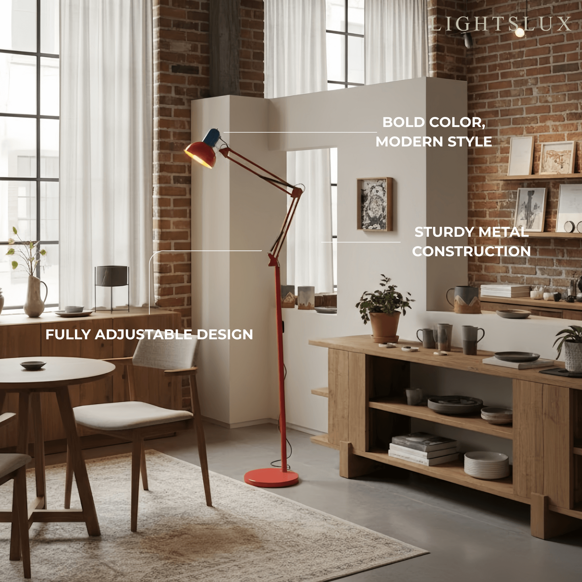 Modern Multi-Joint Floor Lamp — Adjustable Blue Red Yellow for Home Office - Flindria