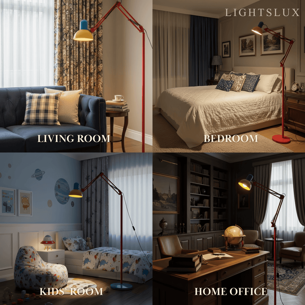 Modern Multi-Joint Floor Lamp — Adjustable Blue Red Yellow for Home Office - Flindria