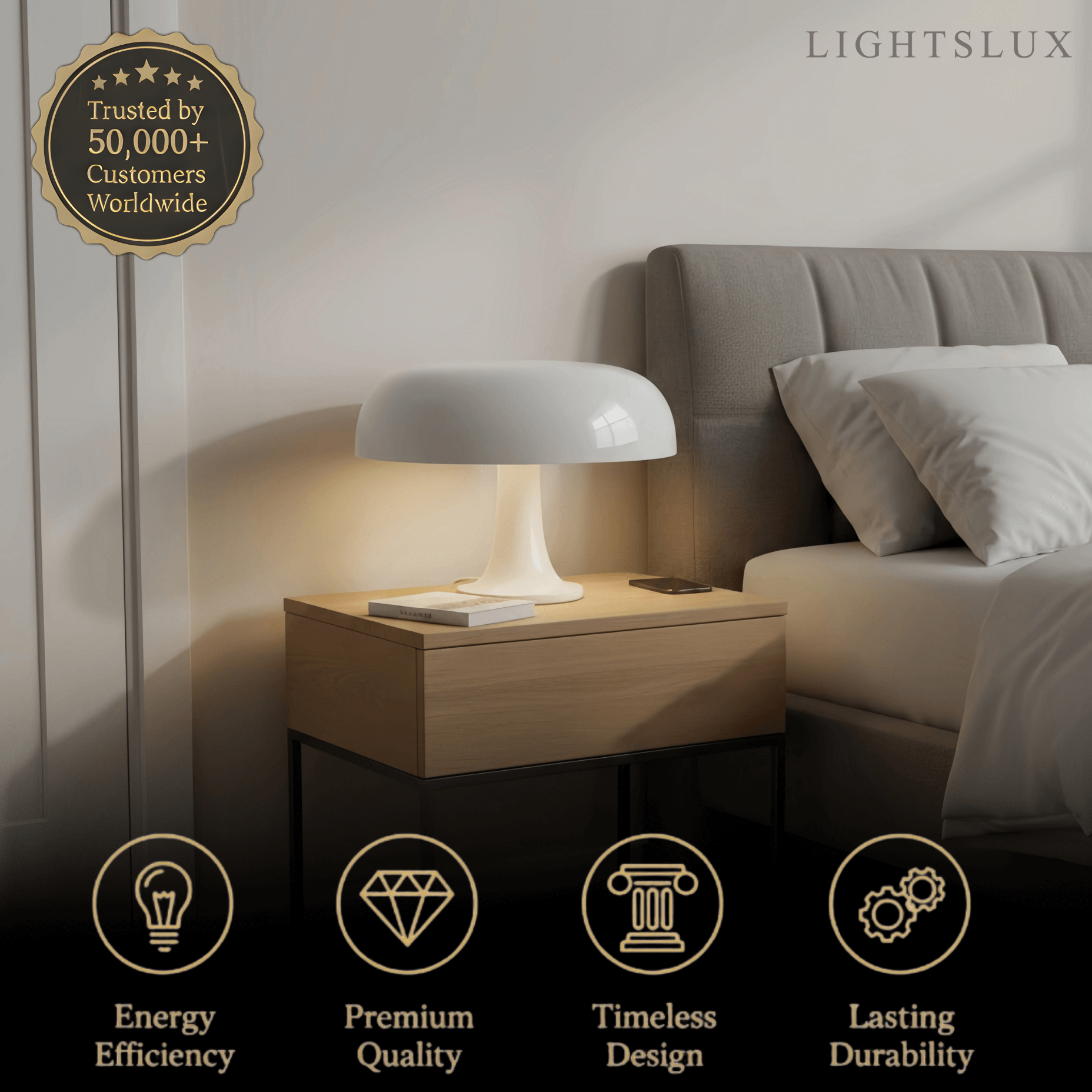 Mahara moderní stolní lampa ve stylu poloviny století s motivem hříbku - Flindria