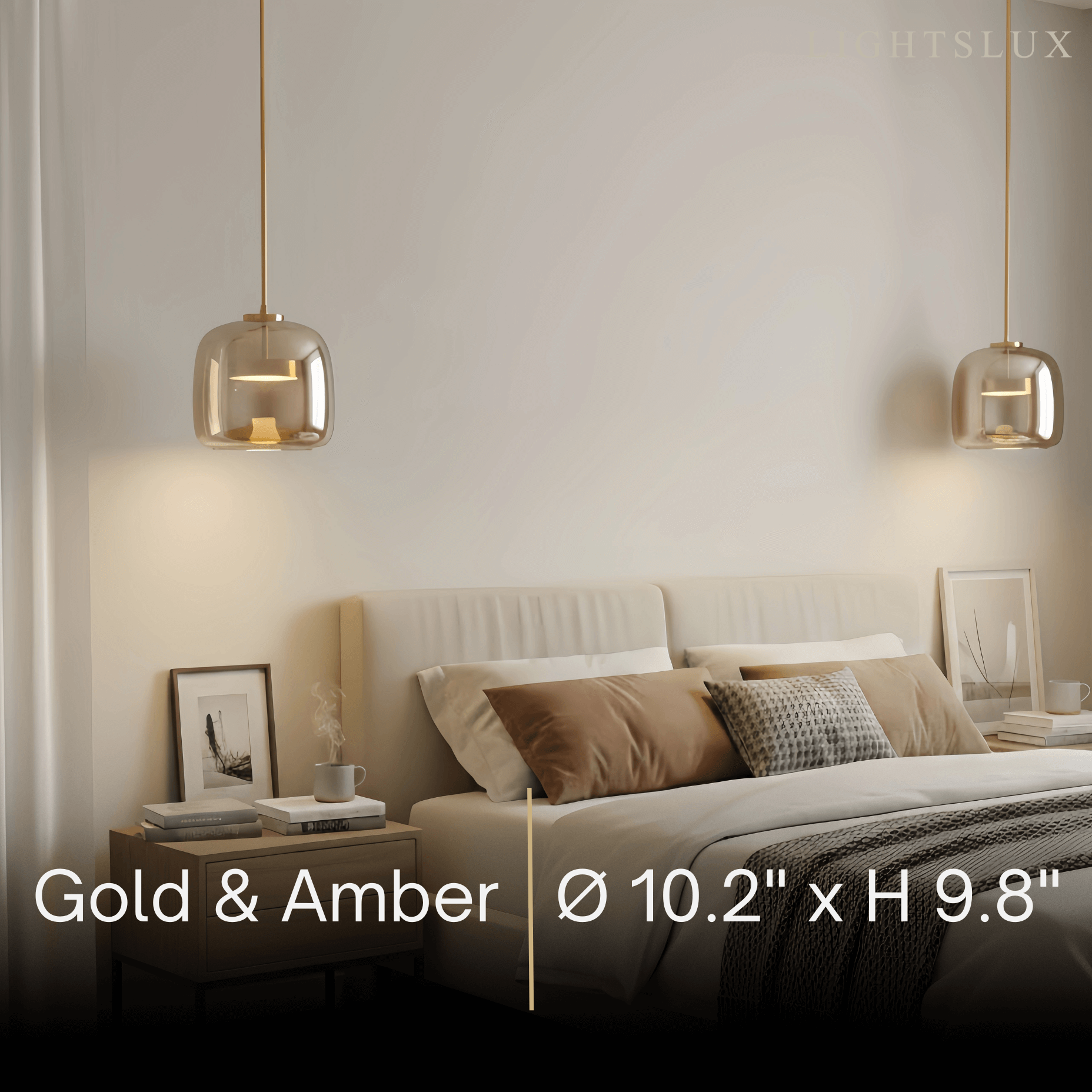 Moderne håndblæst pendellampe — røget glas og metalaccent til køkkenø - Flindria