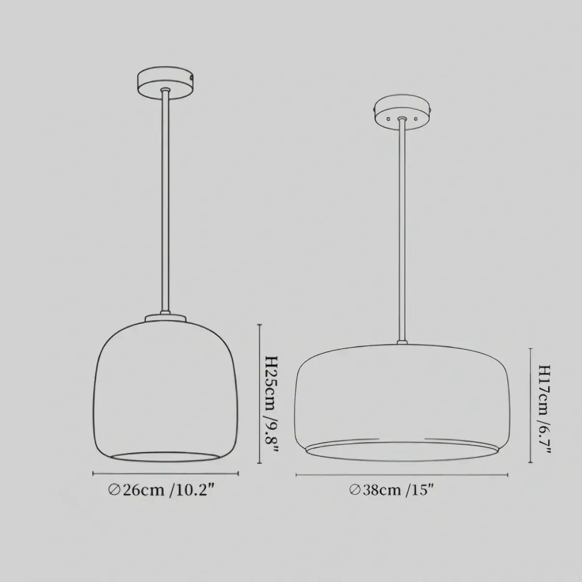 Moderne håndblæst pendellampe — røget glas og metalaccent til køkkenø - Flindria