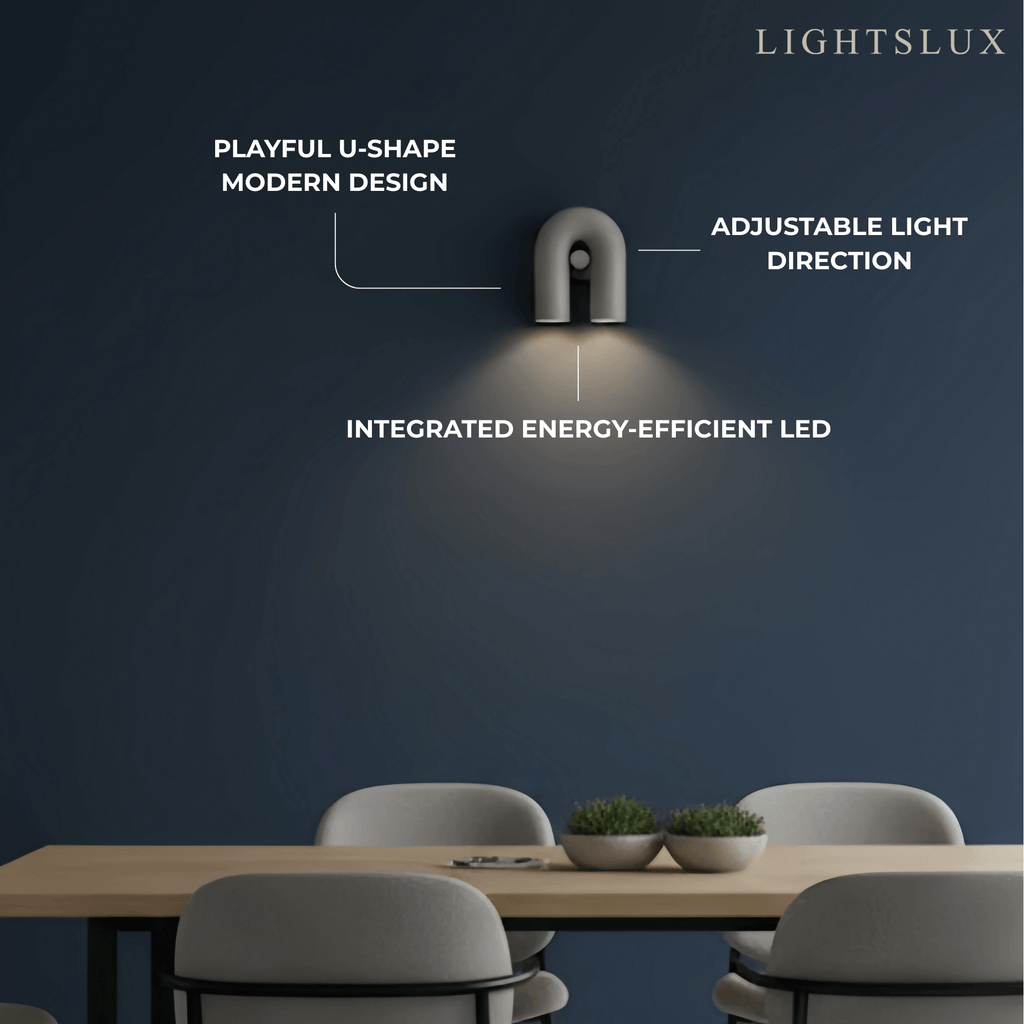 Lámpara de pared modular moderna Prisma — Luz móvil en forma de U de ABS y aluminio - Flindria