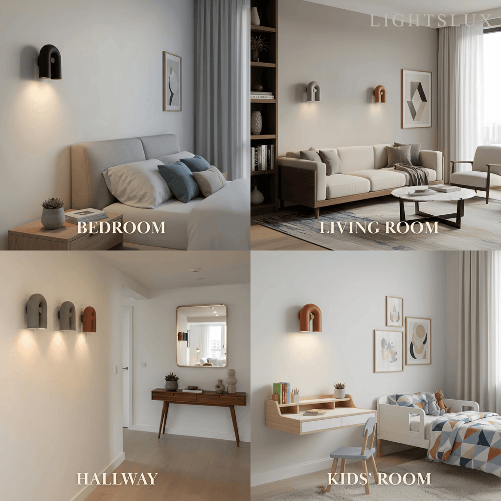 Lámpara de pared modular moderna Prisma — Luz móvil en forma de U de ABS y aluminio - Flindria