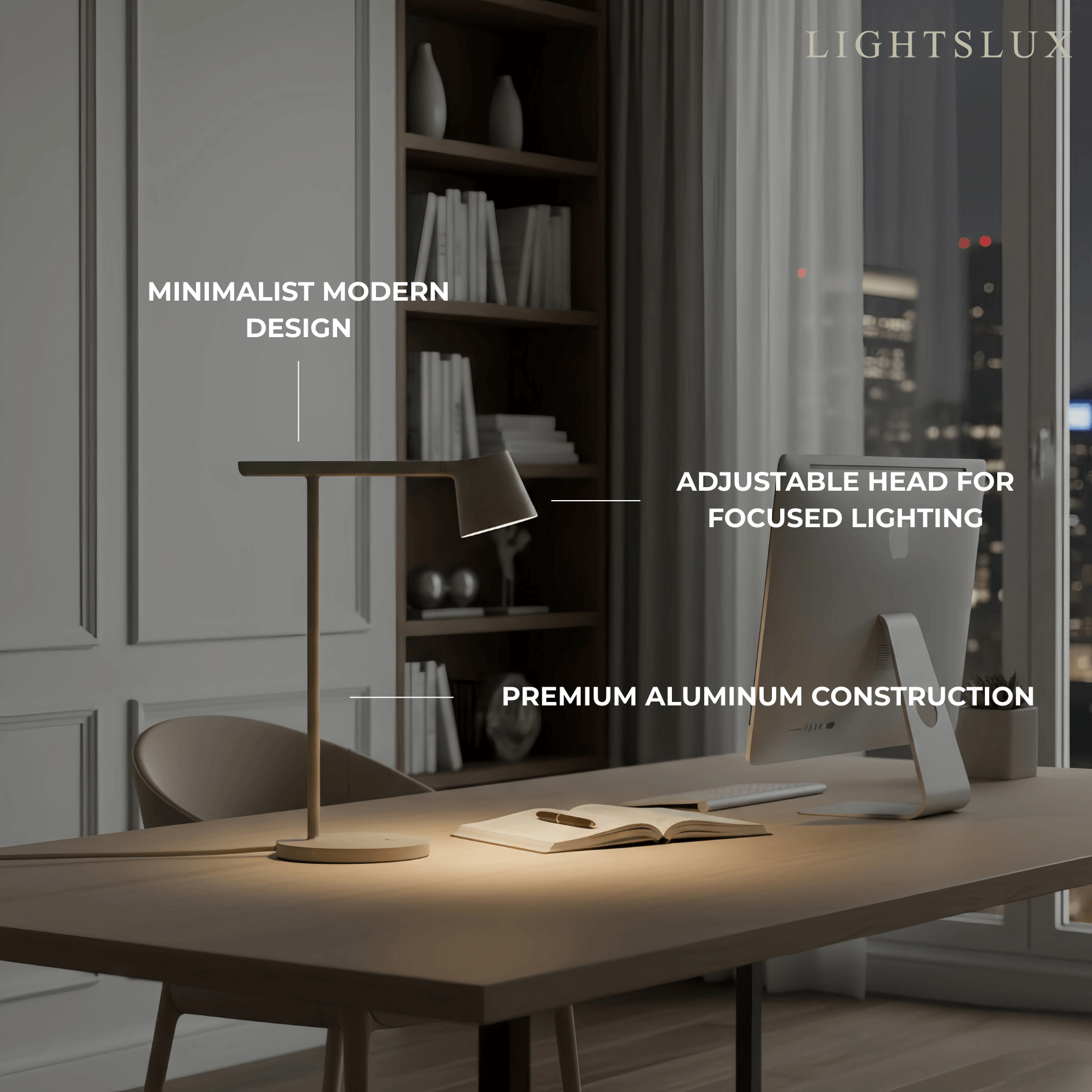Minimalistisk Justerbar Bordlampe — Opal Akryl til Studie - Flindria