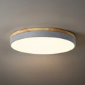 Minimalistische ronde plafondlamp — hout & matgrijs frame voor woonkamer/slaapkamer - Flindria