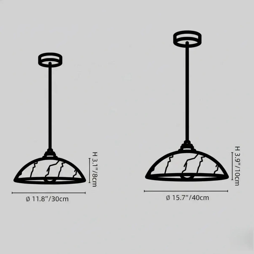 Lámpara colgante minimalista tipo cúpula — Alabastro tallado y latón pulido para comedor - Flindria