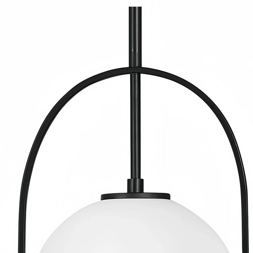 Modern Ceiling Light — Etched Opal Glass Globe & Brass Black For Kitchen Island - Flindria