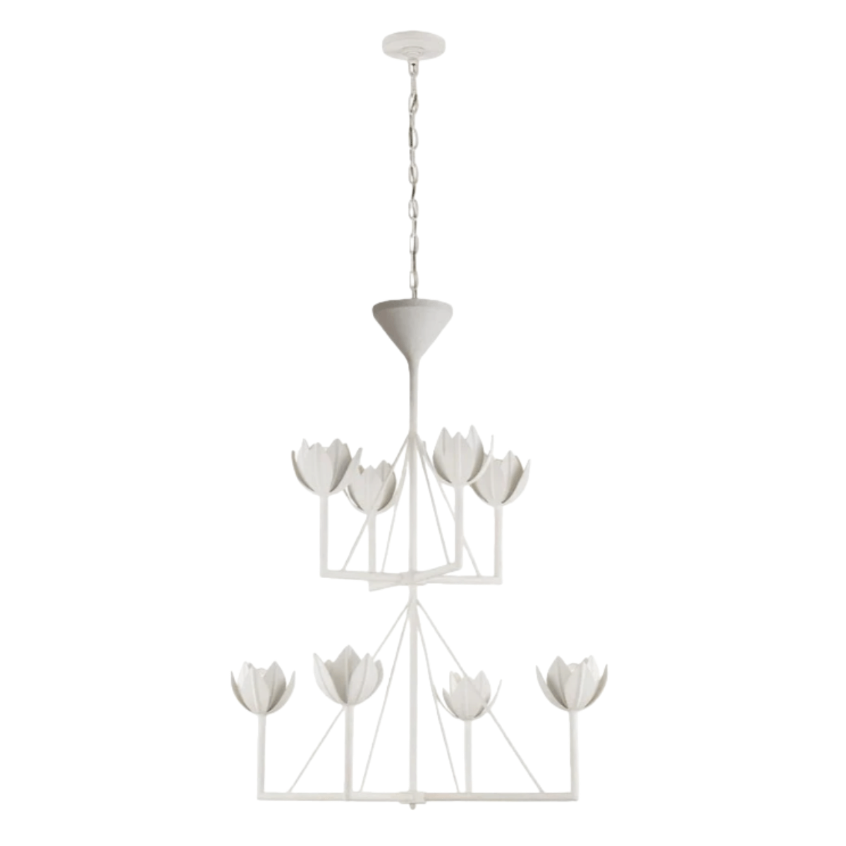 Modern Lotus Chandelier — Curved Petal Shades & Brass Frame for Dining Room - Flindria