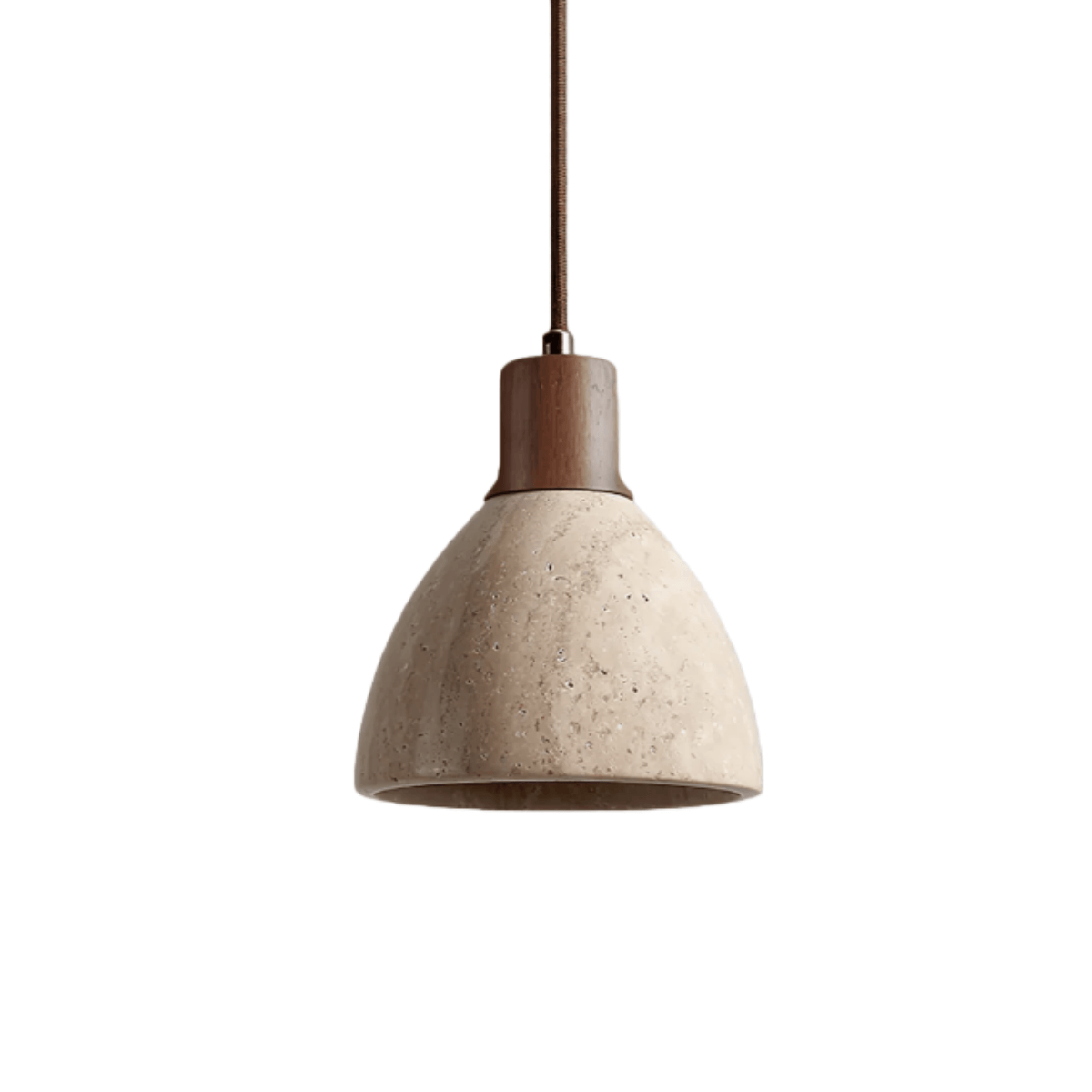 Modern Organic Pendant Light — Travertine Stone & Wood Kitchen Island Lighting - Flindria