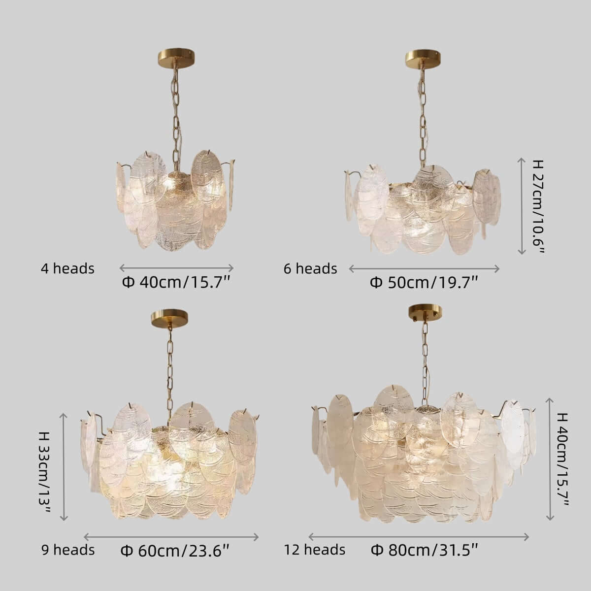 Modern Gold Chandelier — Rippled Wavy Glass Panels & Iron Frame for Living Room - Flindria