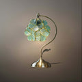 Artisan Leaf-Inspired Desk Lamp — Seafoam Green Glass Leaves & Antique Brass for Home Office - Flindria