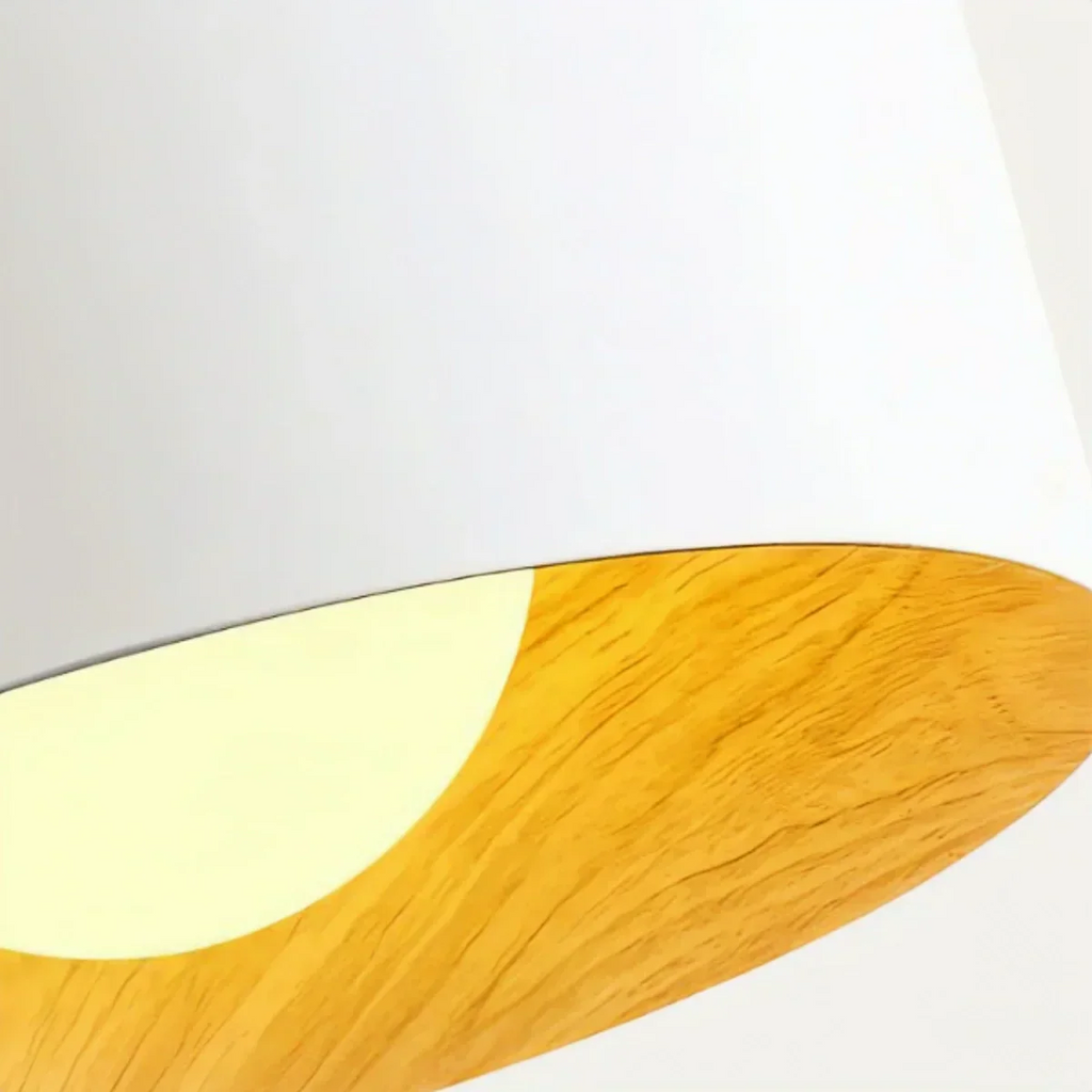 Modern Industrial Sphere Ceiling Light — Matte Glass & Wood-Grain Interior - Flindria