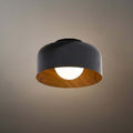 Modern Industrial Sphere Ceiling Light — Matte Glass & Wood-Grain Interior - Flindria