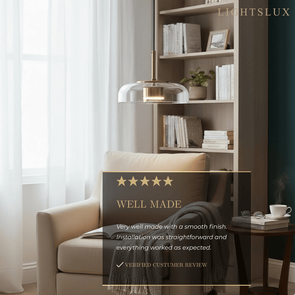 Scandinavian Pendant Lamp — Clear Glass Sphere & Brass Accent for Kitchen Island - Flindria